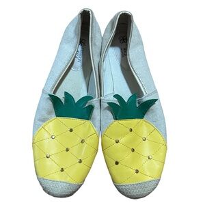 Avon Cushion Walk Pineapple Espadrilles Canvas Flats Slip On Size 9